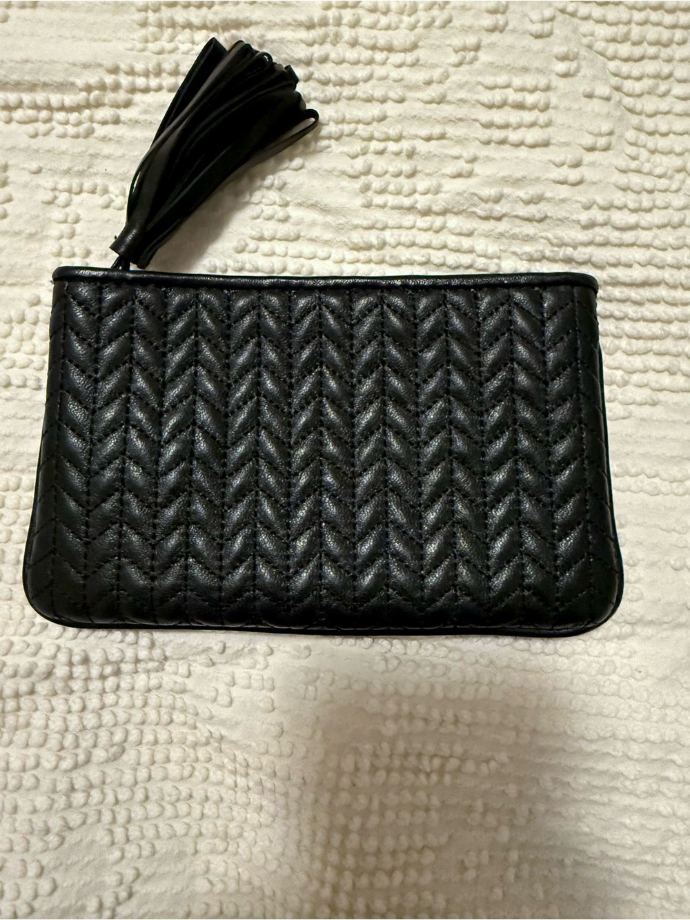 Levenger Black Quilted Wristlet Clutch/pouch with Tassel